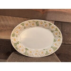 Vtg Sculptured Daisy Metlox‎ Poppytrail 674 Oval Serving Platter California 11x8